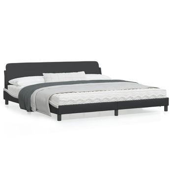 Vidaxl Estructura De Cama Con Cabecero Cuero Sintético Negro Y Blanco