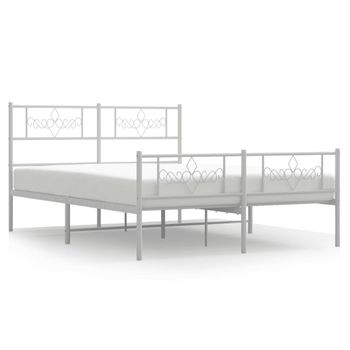 Vidaxl Estructura Cama Metal Cabecero Y Estribo Blanco 140x190 Cm