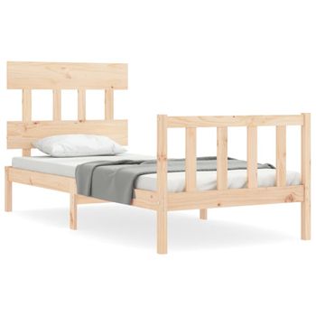 Vidaxl Estructura De Cama Con Cabecero Madera Maciza 100x200 Cm Marrón