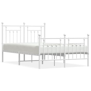 Vidaxl Estructura Cama Metal Con Cabecero Y Estribo Blanco 120x190 Cm