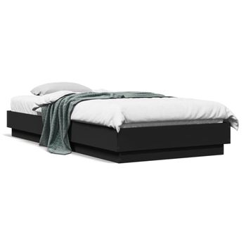 Vidaxl Estructura De Cama Con Luces Led Negro 90x200 Cm