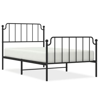 Vidaxl Estructura De Cama Con Cabecero Y Estribo Metal Negro 100x200cm