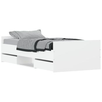 Vidaxl Estructura De Cama Con Cabecero Piecero Blanca 100x200 Cm