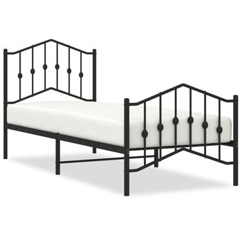 Vidaxl Estructura De Cama Con Cabecero Y Estribo Metal Negro 90x200 Cm