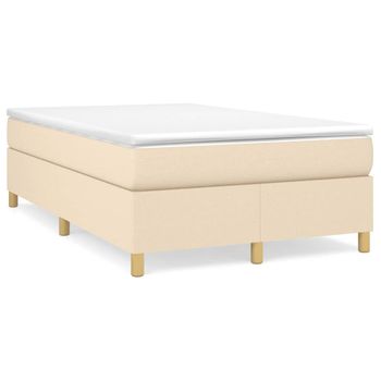 Vidaxl Cama Box Spring Con Colchón Tela Color Crema 120x190 Cm