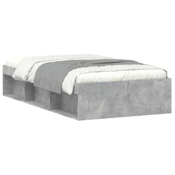 Vidaxl Estructura De Cama Gris Hormigón 90x200 Cm