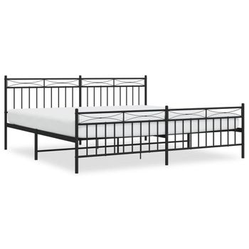 Vidaxl Estructura De Cama Cabecero Y Estribo Metal Negro 200x200 Cm