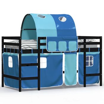 Vidaxl Cama Alta Para Niños Con Túnel Madera Pino Azul 90x190 Cm