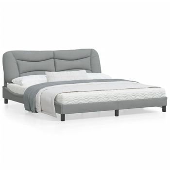 Estructura De Cama Con Cabecero Gris Claro Tela 180x200 Cm