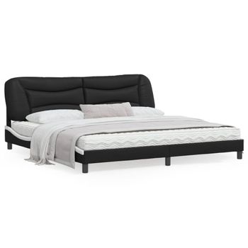 Vidaxl Estructura De Cama Con Cabecero Cuero Sintético Negro Y Blanco