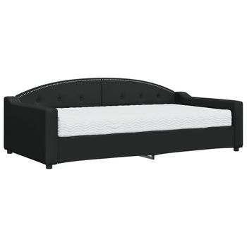 Vidaxl Sofá Cama Con Colchón Tela Negro 100x200 Cm