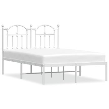 Vidaxl Estructura De Cama De Metal Con Cabecero Blanca 120x190 Cm