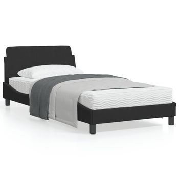 Vidaxl Estructura De Cama Con Cabecero De Terciopelo Negro 100x200 Cm