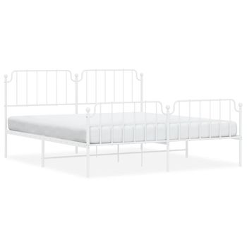 Vidaxl Estructura Cama Metal Con Cabecero Y Pie Cama Blanco 183x213 Cm