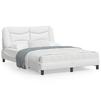 Vidaxl Estructura De Cama Cabecero Cuero Sintético Blanco 120x200 Cm