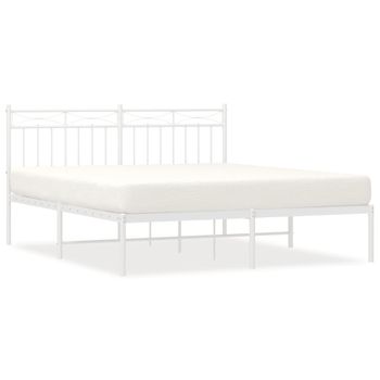 Vidaxl Estructura De Cama Con Cabecero Metal Blanca 160x200 Cm