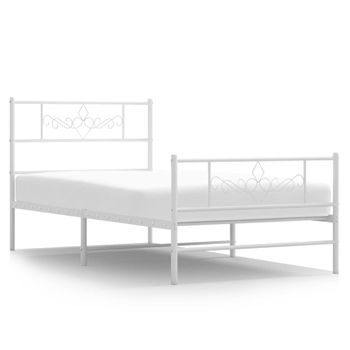 Vidaxl Estructura Cama Metal Con Cabecero Y Pie Cama Blanca 75x190 Cm