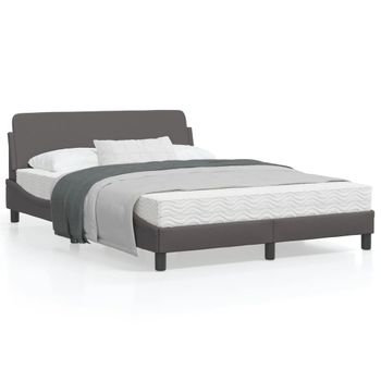 Vidaxl Estructura De Cama Con Cabecero Cuero Sintético Gris 120x200cm