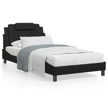 Vidaxl Estructura De Cama Con Cabecero Cuero Sintético Negro 100x200cm