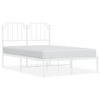 Vidaxl Estructura De Cama De Metal Con Cabecero Blanca 120x190 Cm