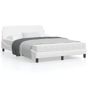 Vidaxl Estructura De Cama Cabecero Cuero Sintético Blanco 120x200 Cm