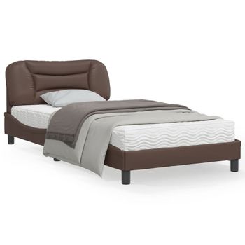 Vidaxl Estructura De Cama Cabecero Cuero Sintético Marrón 100x200 Cm