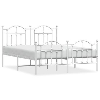 Vidaxl Estructura Cama Metal Cabecero Y Estribo Blanco 140x190 Cm