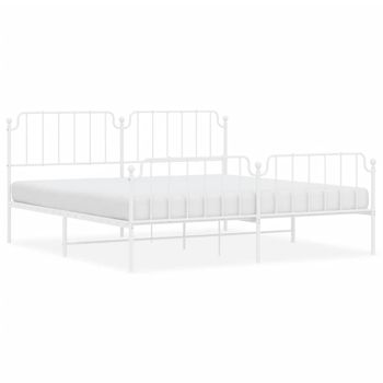 Vidaxl Estructura Cama Metal Con Cabecero Y Estribo Blanco 200x200 Cm