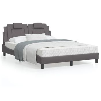 Vidaxl Estructura De Cama Con Cabecero Cuero Sintético Gris 120x200cm