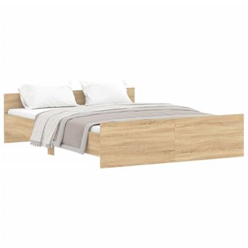 Vidaxl Estructura De Cama Con Cabecero Piecero Roble Sonoma 140x200 Cm Marrón