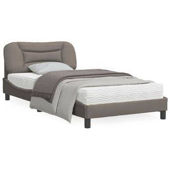 Vidaxl Estructura De Cama Con Luces Led Tela Gris Taupe 100x200 Cm Gris Topo