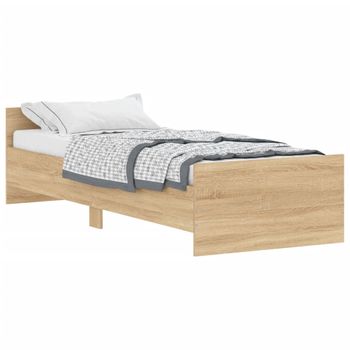 Vidaxl Estructura De Cama Madera De Ingeniería Sonoma Roble 75x190 Cm Marrón