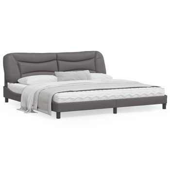 Vidaxl Estructura De Cama Con Cabecero Cuero Sintético Gris 200x200 Cm