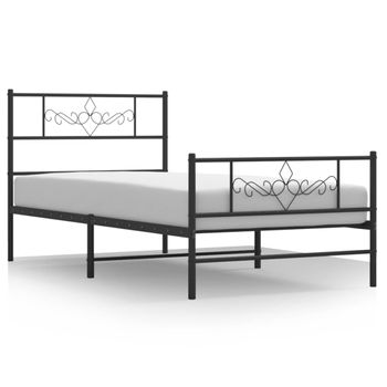 Vidaxl Estructura De Cama Con Cabecero Y Estribo Metal Negro 100x190cm