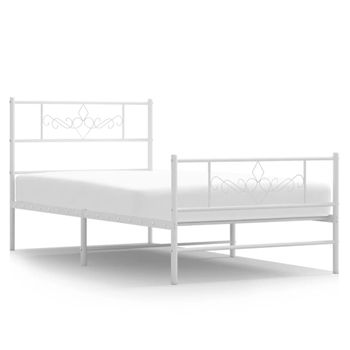 Vidaxl Estructura Cama Metal Con Cabecero Y Pie Cama Blanca 80x200 Cm