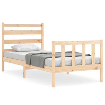 Vidaxl Estructura De Cama Con Cabecero Madera Maciza 100x200 Cm Marrón