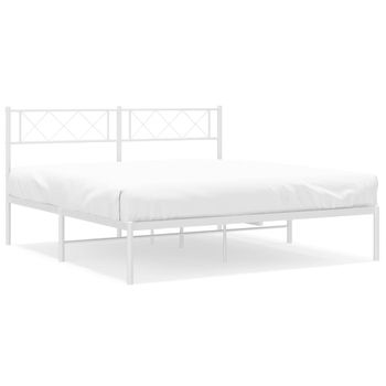 Vidaxl Estructura De Cama Con Cabecero Metal Blanca 160x200 Cm