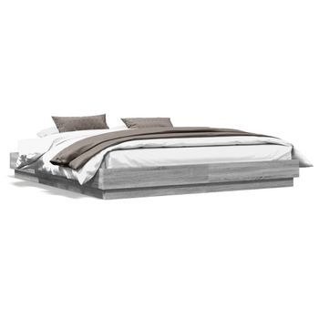 Vidaxl Estructura De Cama Con Luces Led Gris Sonoma 180x200 Cm