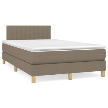 Vidaxl Cama Box Spring Con Colchón Y Led Tela Gris Taupe 120x190 Cm Gris Topo