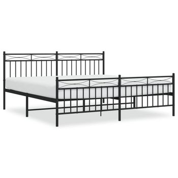 Vidaxl Estructura De Cama Cabecero Y Estribo Metal Negro 183x213 Cm