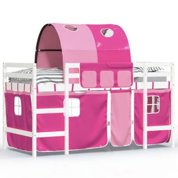 Vidaxl Cama Alta Para Niños Con Túnel Madera Pino Rosa 90x200 Cm