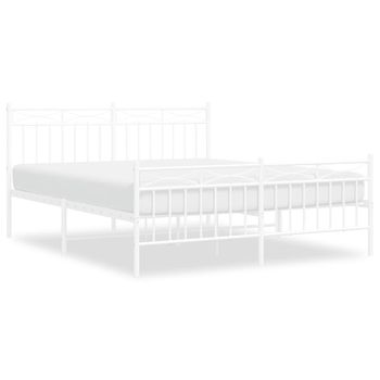 Vidaxl Estructura Cama Metal Con Cabecero Y Estribo Blanco 160x200 Cm