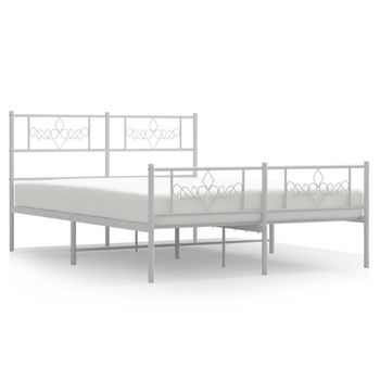 Vidaxl Estructura Cama Metal Con Cabecero Y Estribo Blanco 140x200 Cm