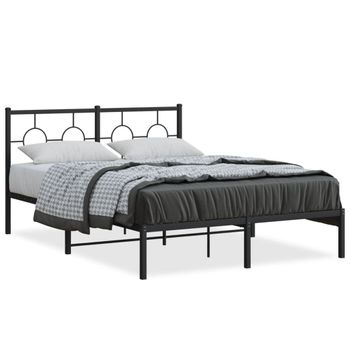 Vidaxl Estructura De Cama Con Cabecero Metal Negro 140x190 Cm