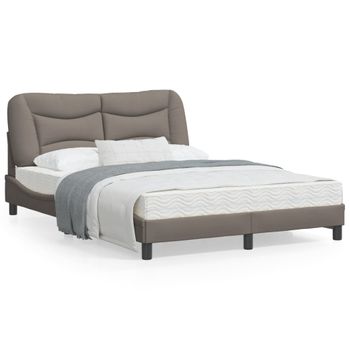 Vidaxl Estructura De Cama Con Luces Led Tela Gris Taupe 140x190 Cm Gris Topo