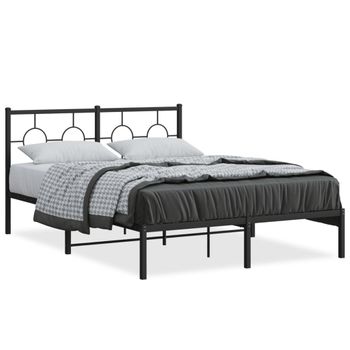 Vidaxl Estructura De Cama Con Cabecero Metal Negro 140x200 Cm