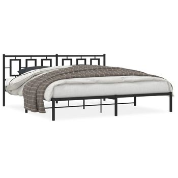 Vidaxl Estructura De Cama Con Cabecero Metal Negro 193x203 Cm