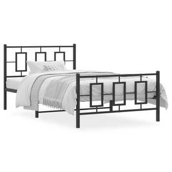 Vidaxl Estructura De Cama Con Cabecero Y Estribo Metal Negro 107x203cm