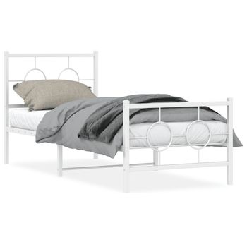 Vidaxl Estructura Cama Metal Con Cabecero Y Pie Cama Blanca 80x200 Cm