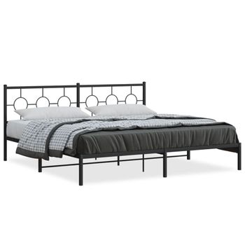 Vidaxl Estructura De Cama Con Cabecero Metal Negro 200x200 Cm